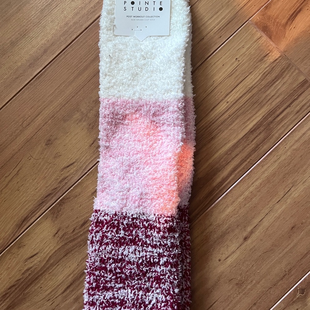 Cozy Pink and White Fuzzy Socks